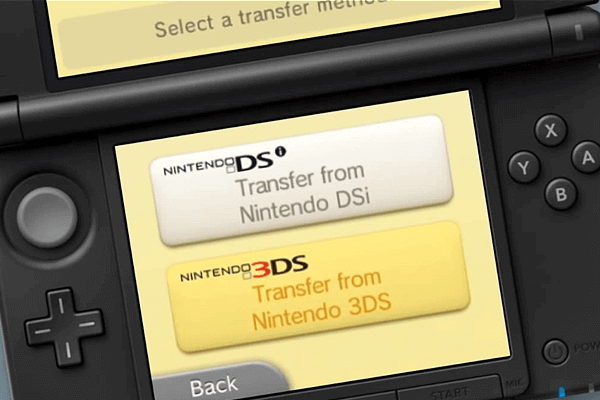 select to transfer from nintendo 3ds sd card data to new device