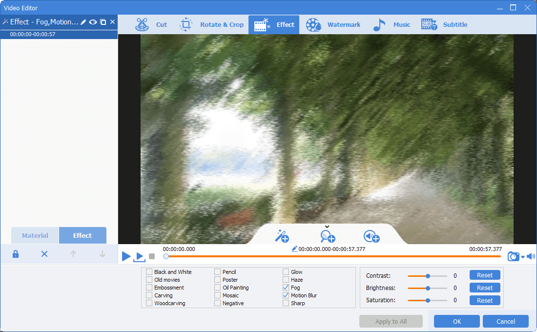 select filters in the renee video editor pro