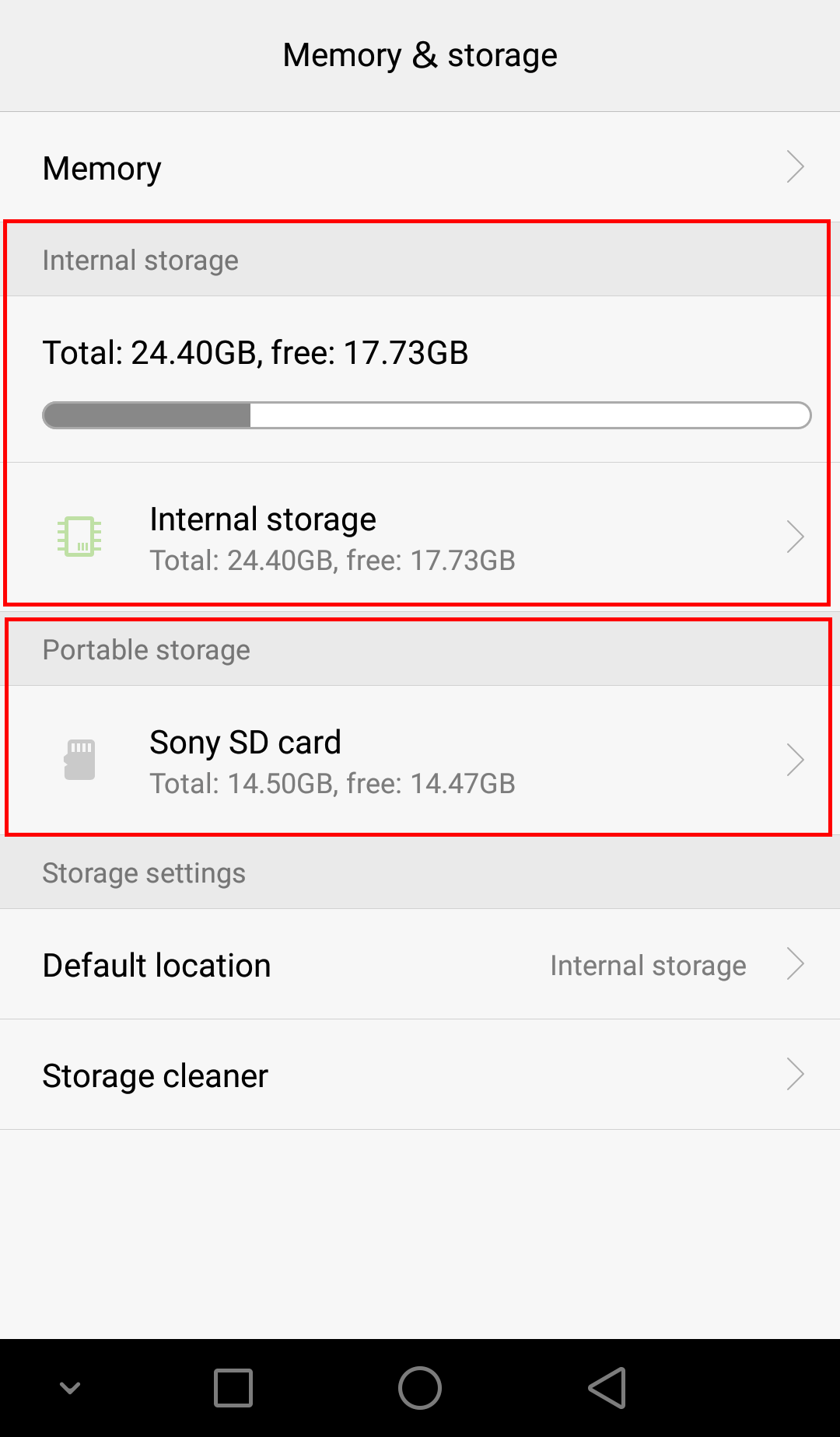 go and see the storage situation in a smartphone