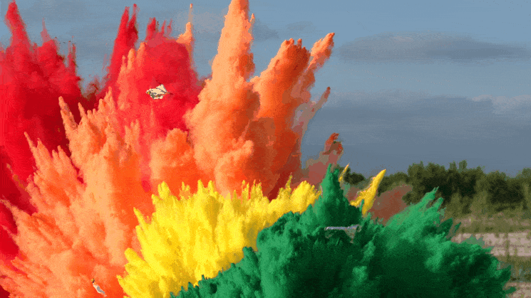 slow motion effect for colorful smog
