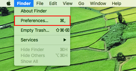 go to mac finder preferences