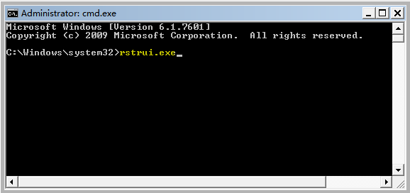 type rstrui exe to factory restore windows 7