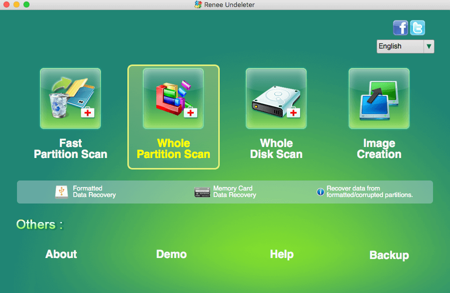 select whole partition scan in renee undeleter on mac
