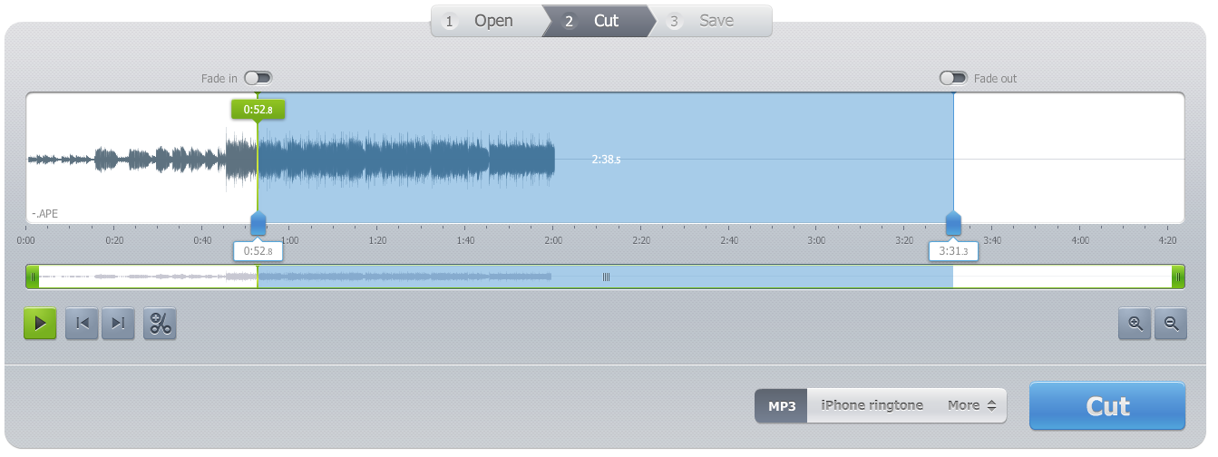 audio mp3 cutter pro is an online music cutter