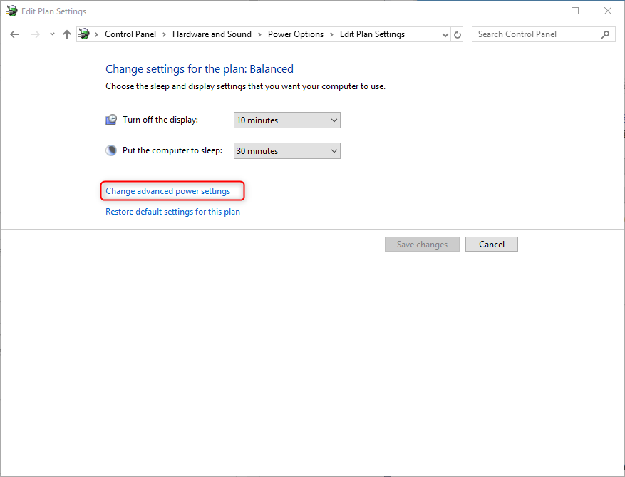 how to change advanced power settings on windows