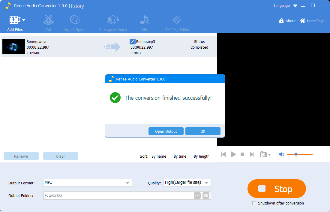 convert wma to mp3 in renee audio converter