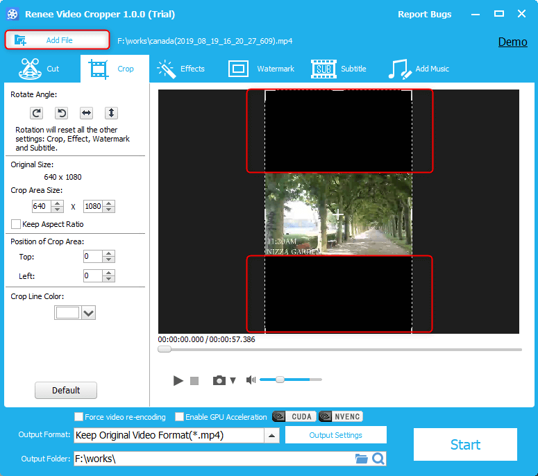 cut black bars in renee video editor