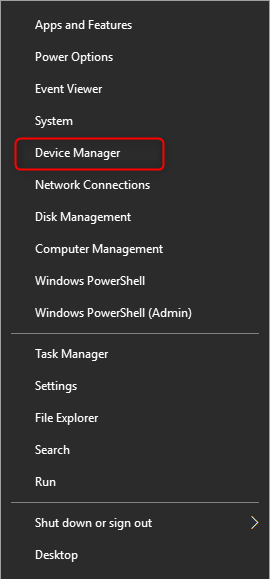 right click at start menu and select device manager