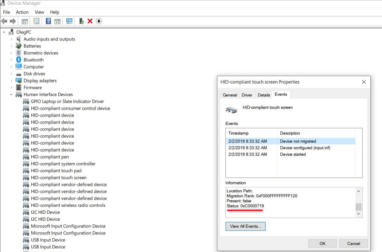windows data transfer error oxc0000719