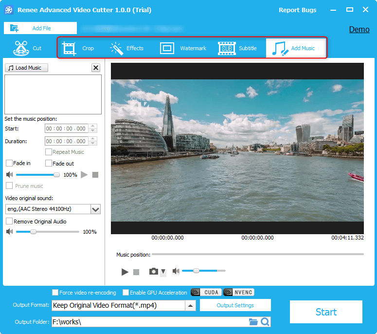 use other functions to edit video in advanced cutter