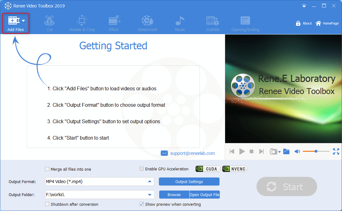 select the target files in renee video editor pro