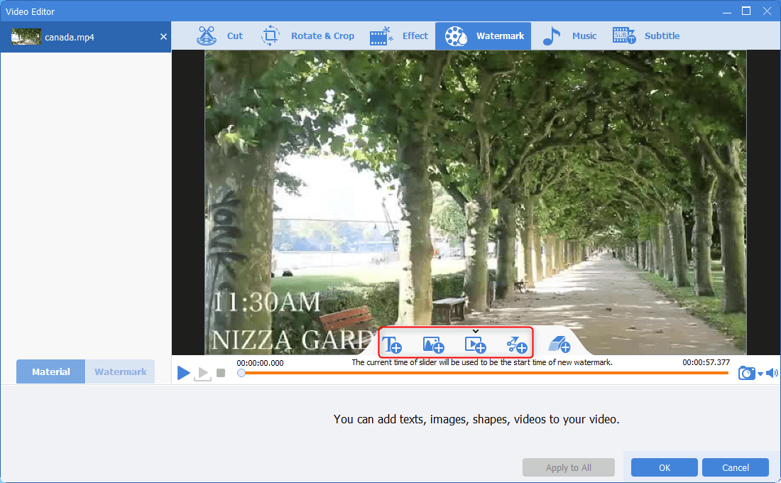 add text sharp video watermarks on videos