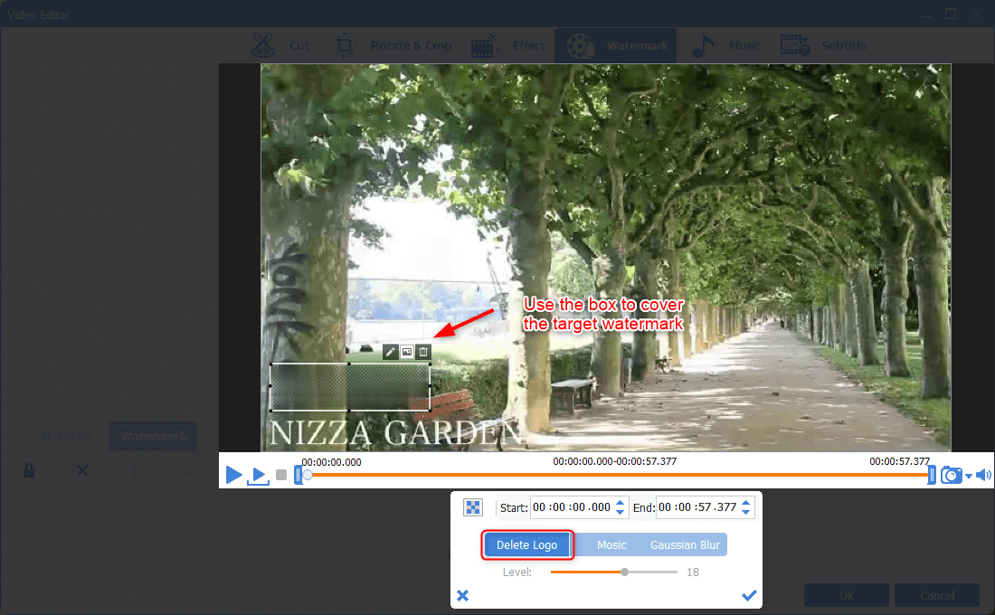 remove video watermark in renee video editor pro