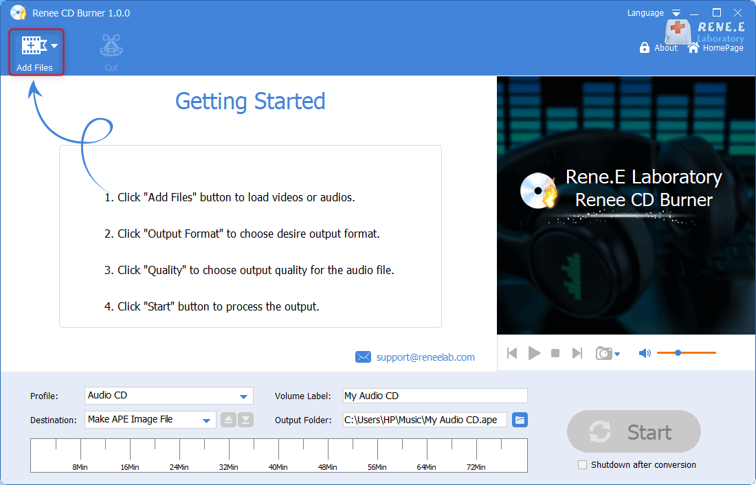 masterizzare file m4a su cd con gli strumenti audio di Renee