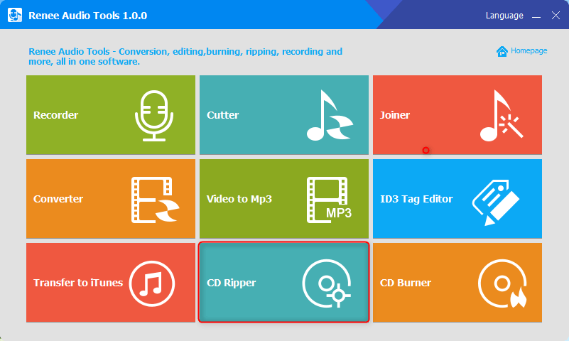 click cd ripper in renee audio tools