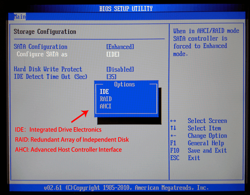 three modes of sata controller