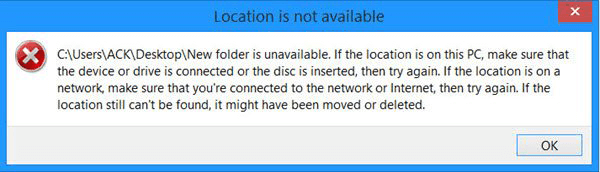 desktop location is not available in windows