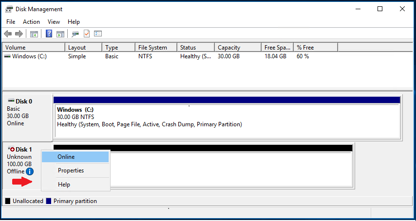 how to initialize a disk step 1