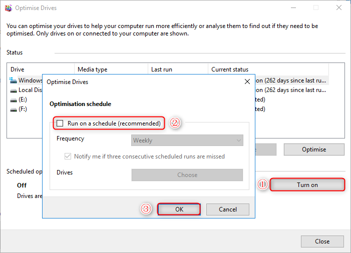 use disk defragmentation to optimize drive