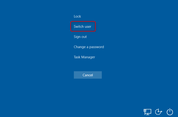 switch user when desktop location is not available in windows