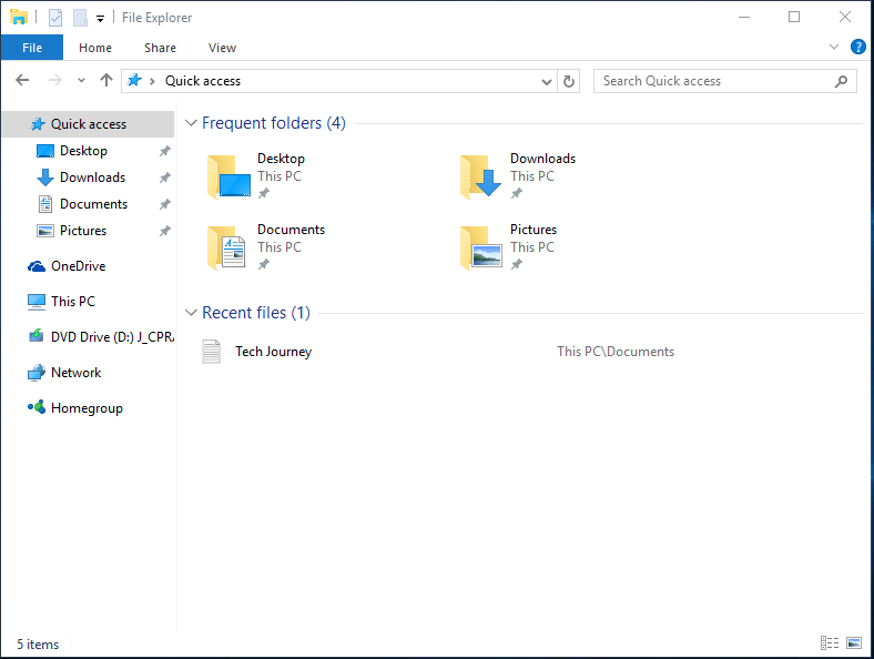 hide windows frequent files and folders in quick access