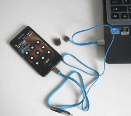 use a cable to connect the android phone to computer