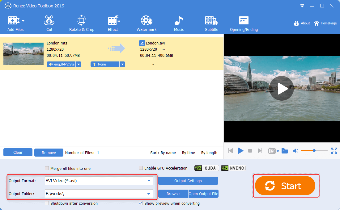 use renee video editor pro to convert mts file
