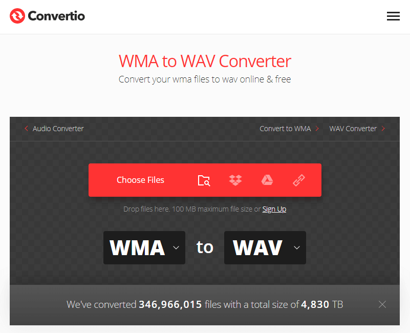 convert wma to wav on convertio