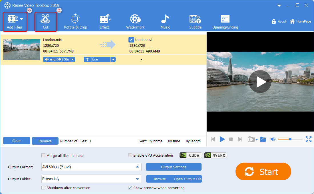 go to cut mts file in renee video editor pro
