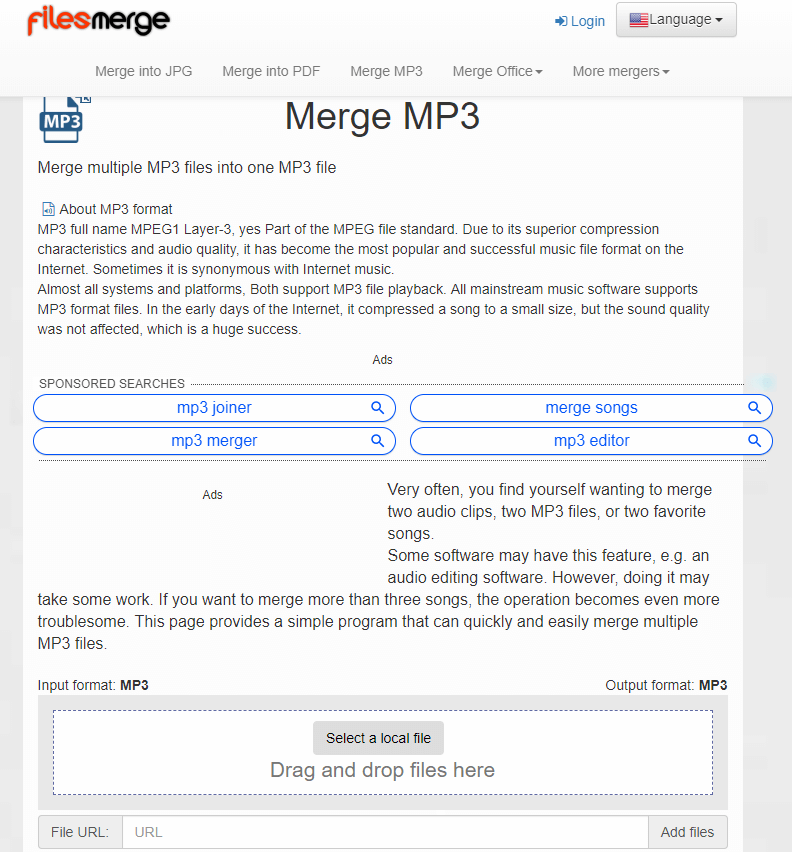 filesmerge is an online audio joiner