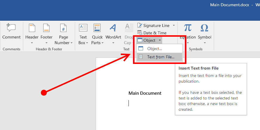 click object and select text from file