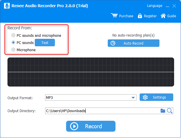 use renee audio recorder pro to record sounds from pc