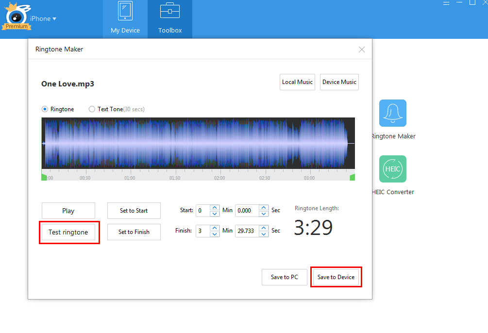 save the ringtone to iphone through itools