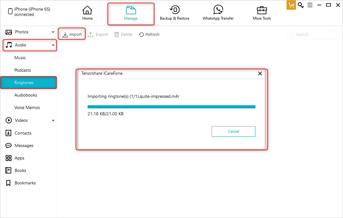 how to add ringtones to iphone with TenorshareiCareFone
