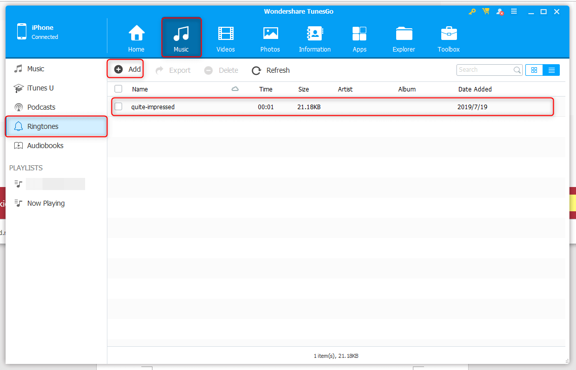 how to add ringtones to iphone with Wondershare TunesGo