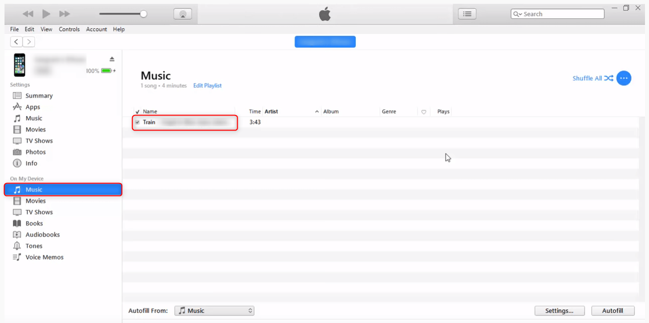 show the tranferred music on itunes