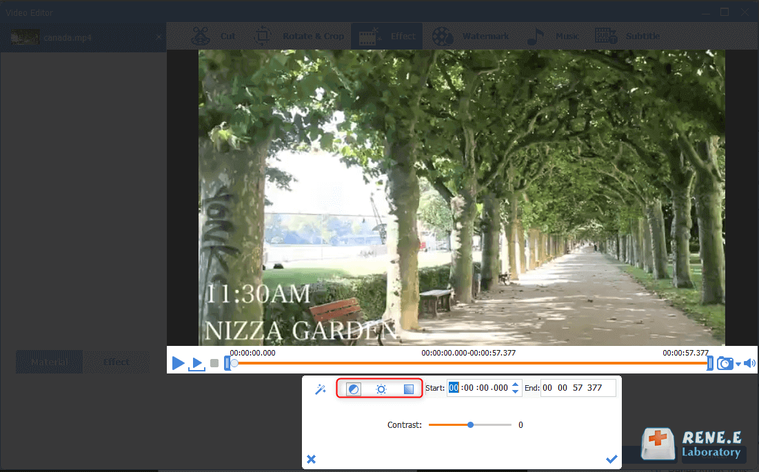 adjust video contrast of video filters in renee video editor pro