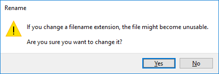 confirm to change the file extension