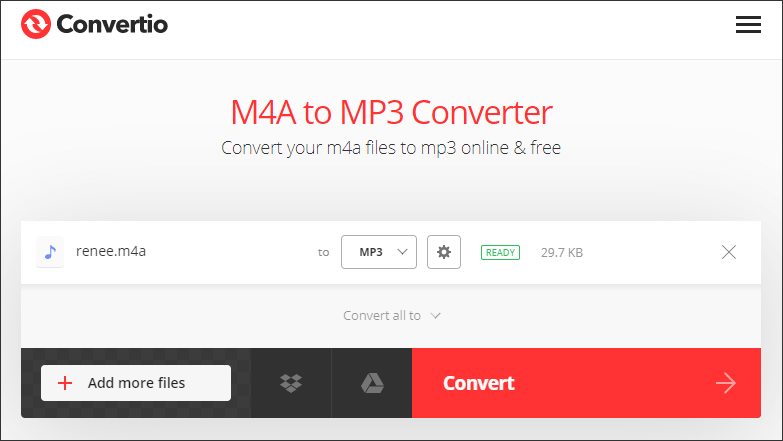 use convertio to convert m4a to mp3 online