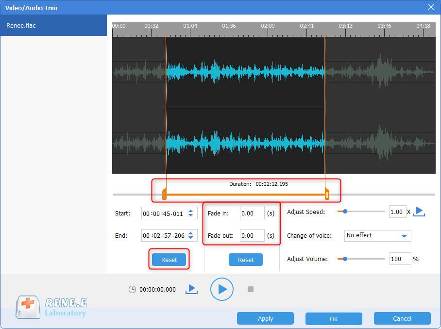 use renee audio tools to cut flac files