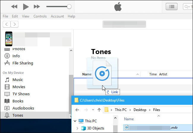 drag m4r files to itunes and set songs as ringtones for iphone