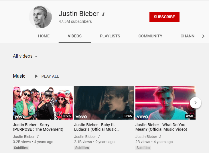 download music from Justin bieber channel from youtube and converter to audio