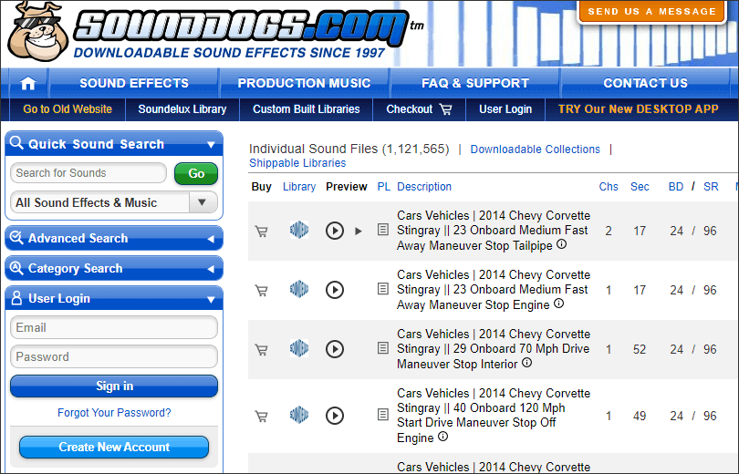 obtain audio effects from sounddogs