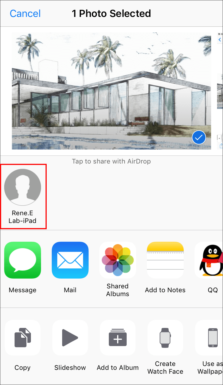 transfer the selected photos from iphone to ipad with airdrop