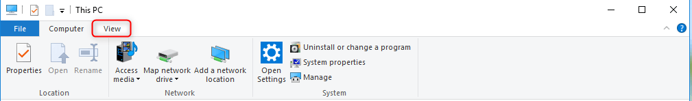 open this pc and click view