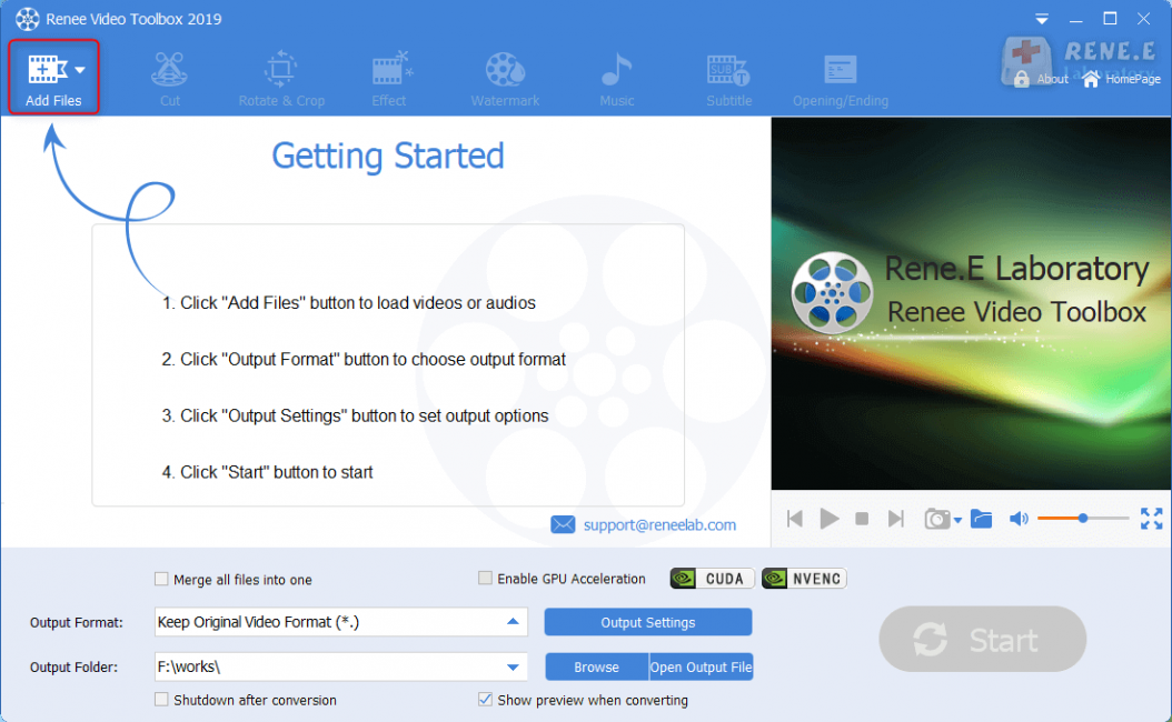 select the video file in renee video editor pro