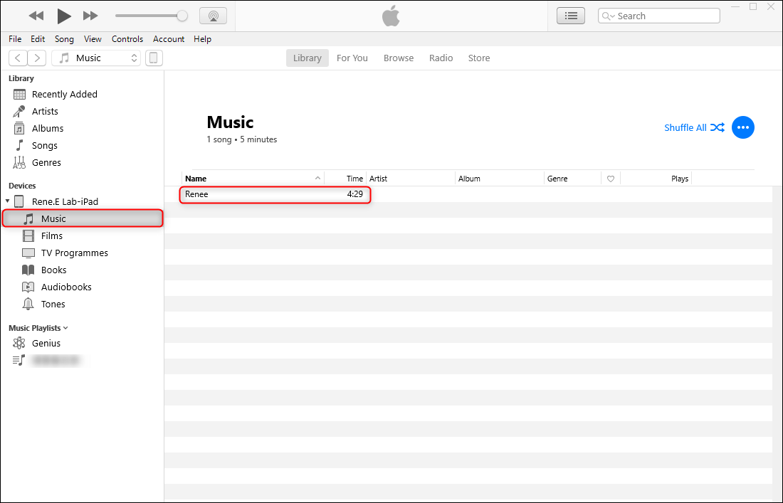 check if music has been added to ipad