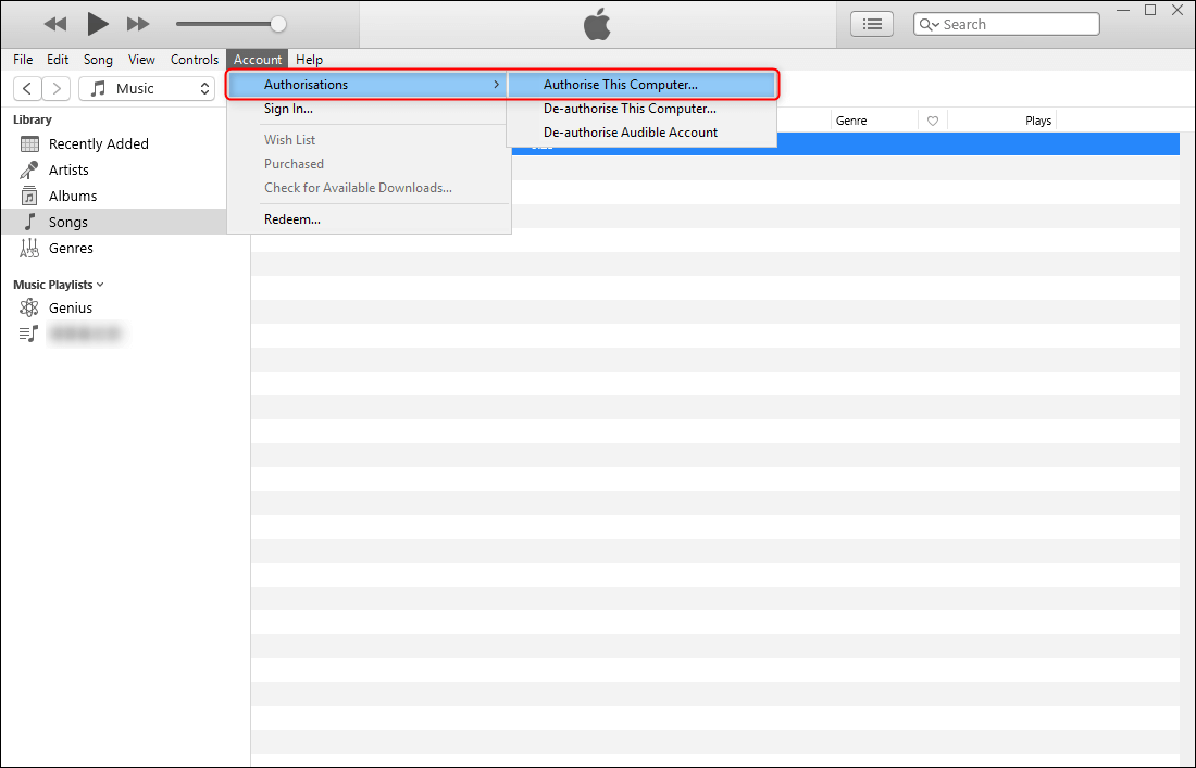 authorise the computer when music cannot be aded to iphone through itunes