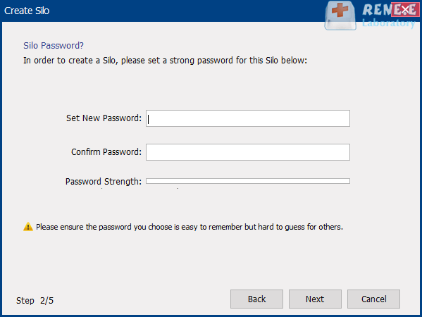 set a new password for the virtual disk in renee secure silo