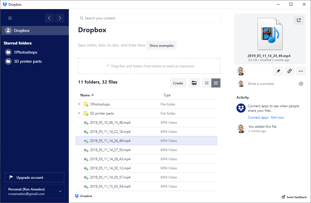 sync music to dropbox